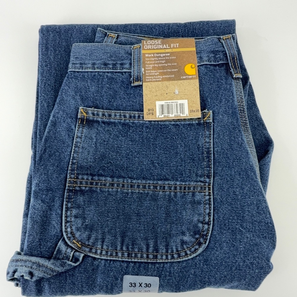 Carhartt Loose Original Fit Work Dungaree Blue Jeans Mens 33x30 B13 DPS NWT NOS